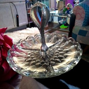 Vintage mid 1900's crystal partition dish